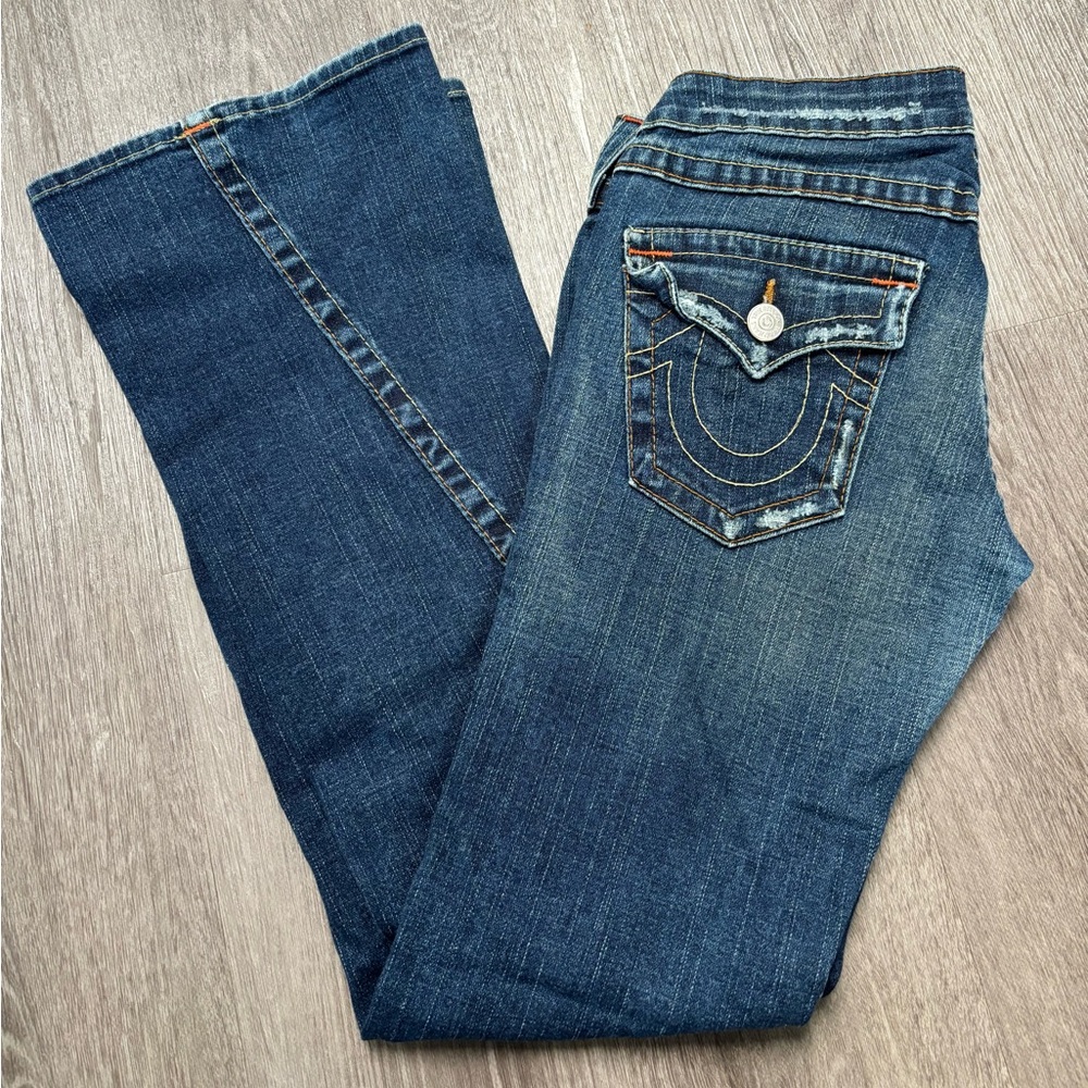 True Religion Joey Bootcut Jeans Women’s size s/m 28 Y2K Flap Pocket